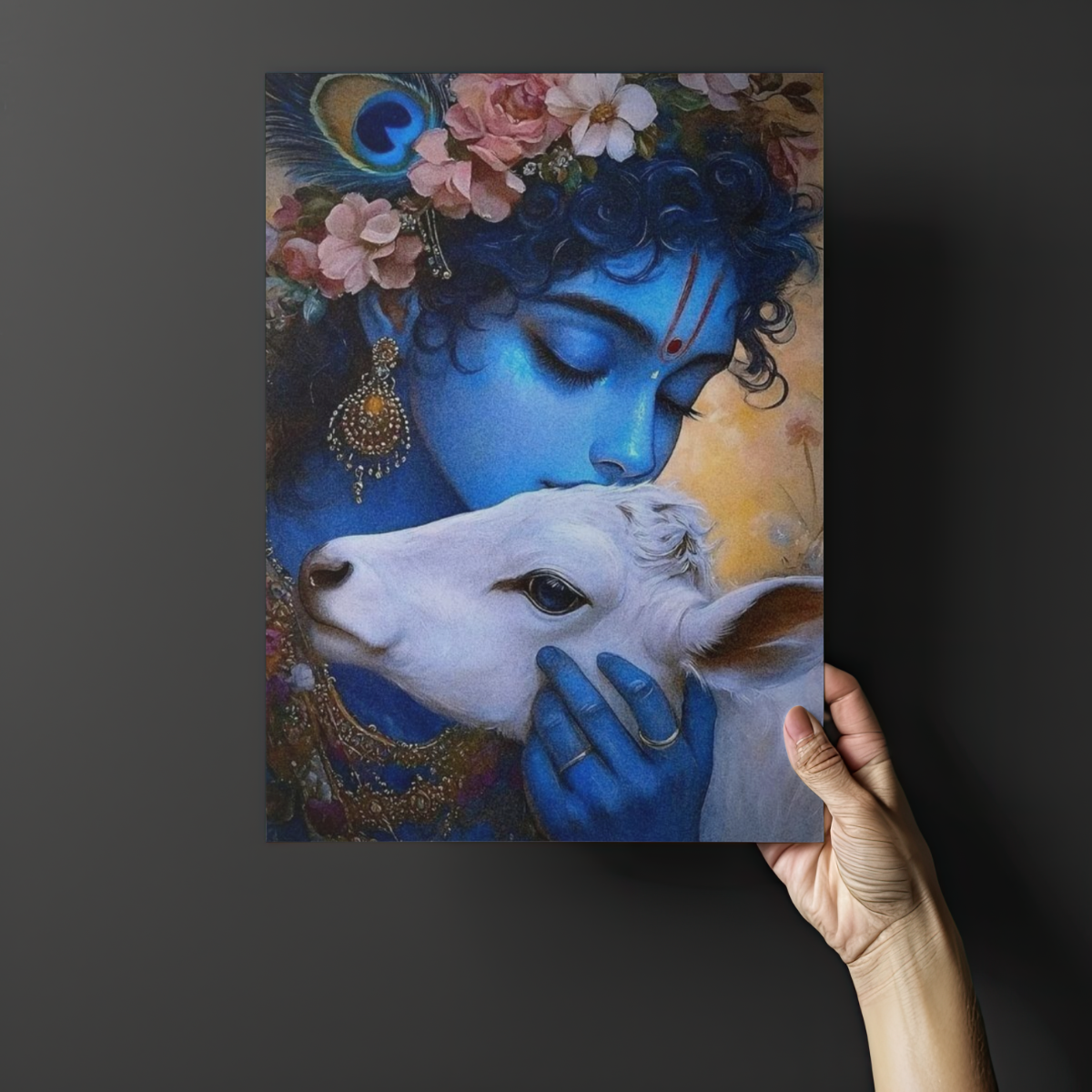 Govinda’s Compassion Krishna & Cow Metal Sheet Print