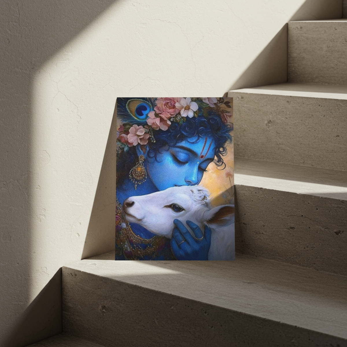 Govinda’s Compassion Krishna & Cow Metal Sheet Print