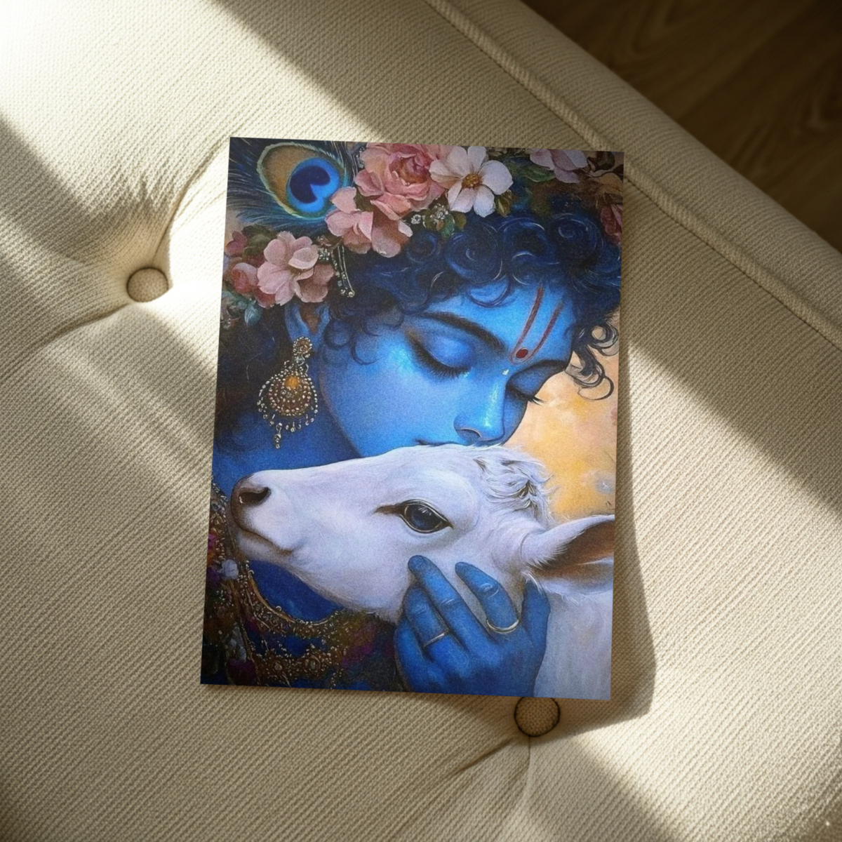 Govinda’s Compassion Krishna & Cow Metal Sheet Print