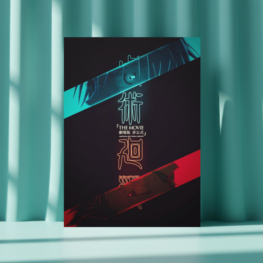 Jujutsu Kaisen Inspired Metal Poster - Anime Neon Glow Wall Art for Room Decor - Premium Finish Anime Merch