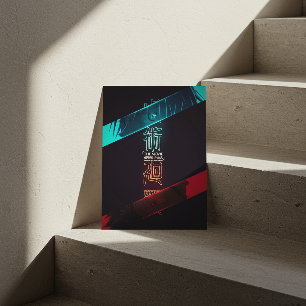 Jujutsu Kaisen Inspired Metal Poster - Anime Neon Glow Wall Art for Room Decor - Premium Finish Anime Merch