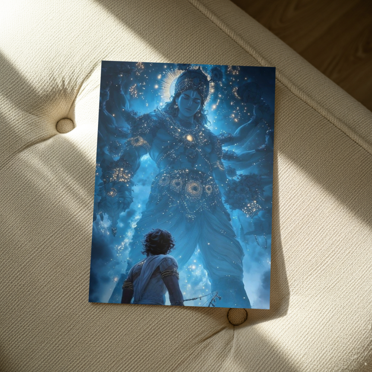 The Divine Revelation: Krishna & Arjuna Vishwaroop Metal Print