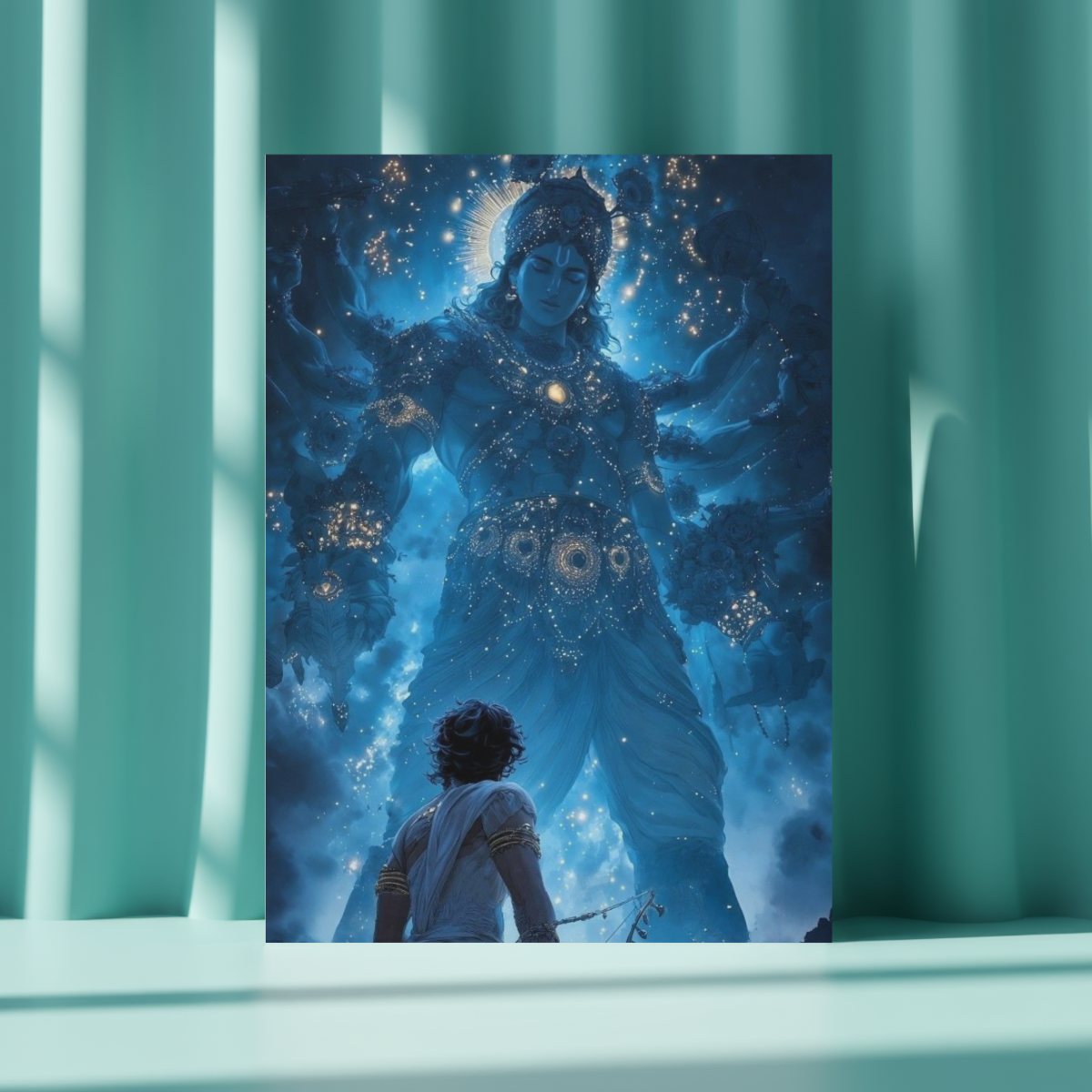 The Divine Revelation: Krishna & Arjuna Vishwaroop Metal Print