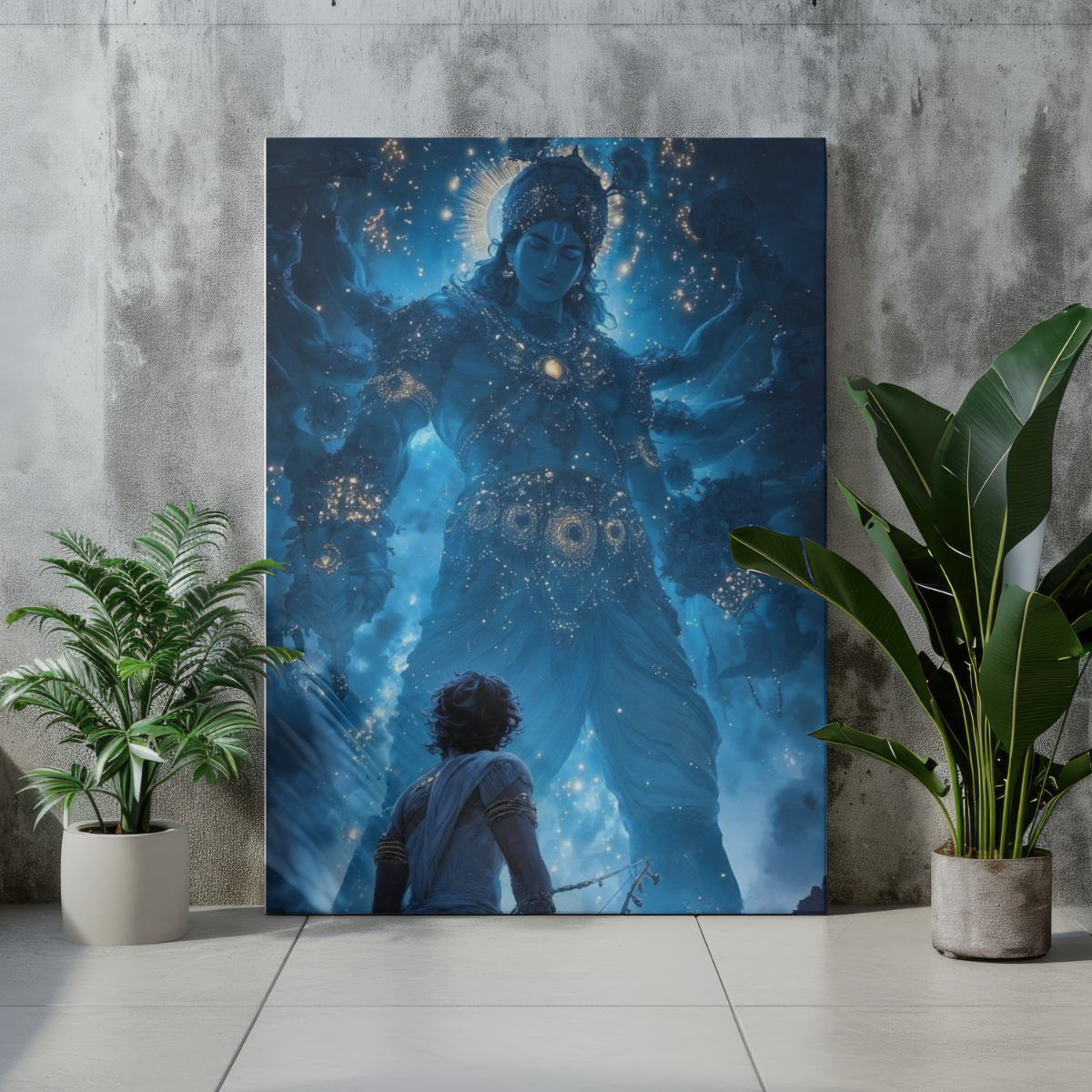 The Divine Revelation: Krishna & Arjuna Vishwaroop Metal Print