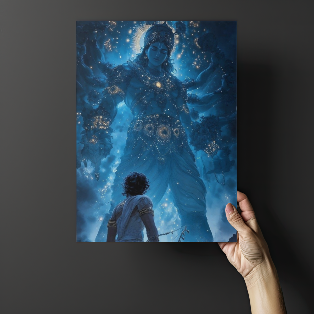 The Divine Revelation: Krishna & Arjuna Vishwaroop Metal Print