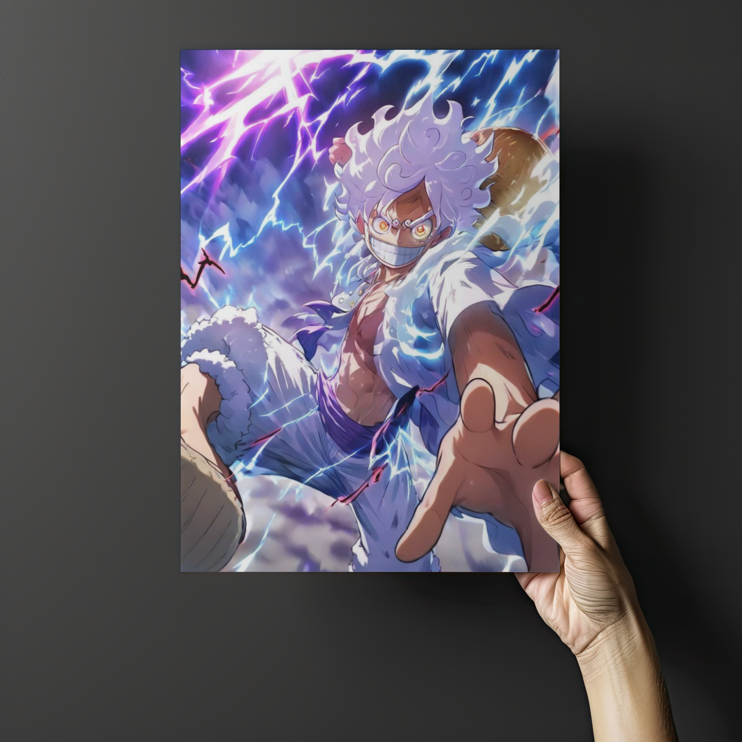 Luffy Gear 5 "Sun God Nika" Awakening – Premium One Piece Metal Poster