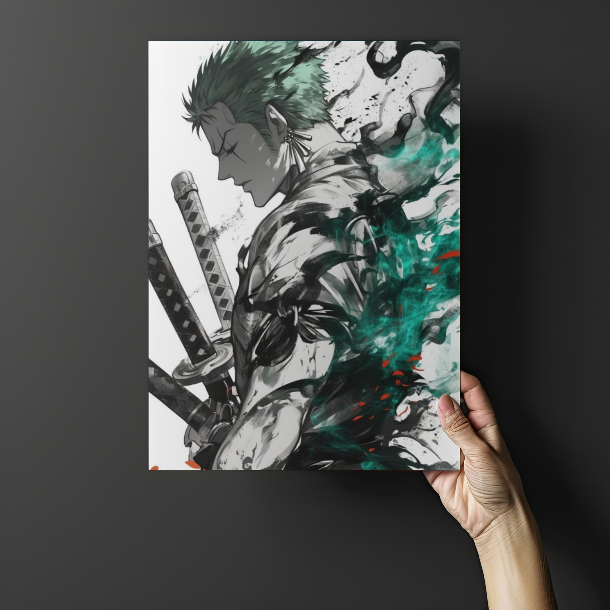 Roronoa Zoro "King of Hell" Green Haki Edition – Premium One Piece Metal Poster