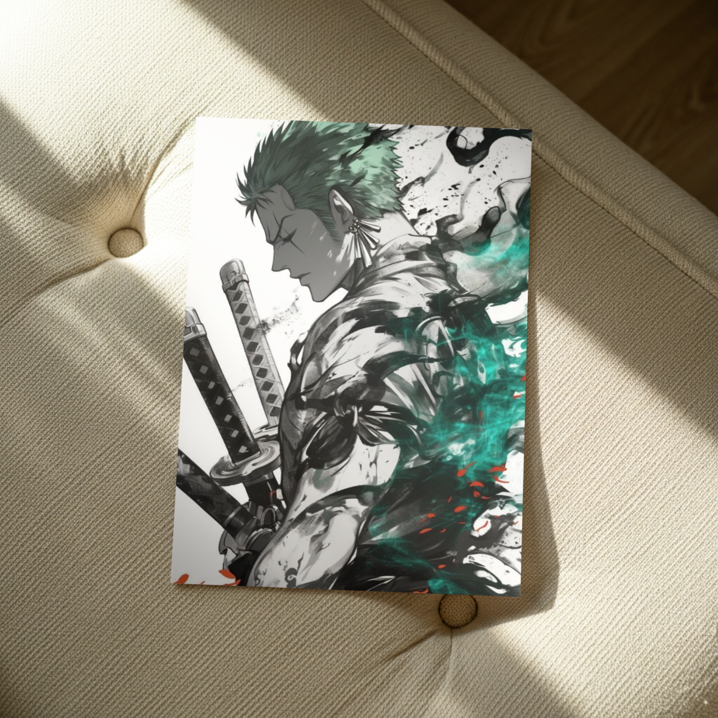 Roronoa Zoro "King of Hell" Green Haki Edition – Premium One Piece Metal Poster