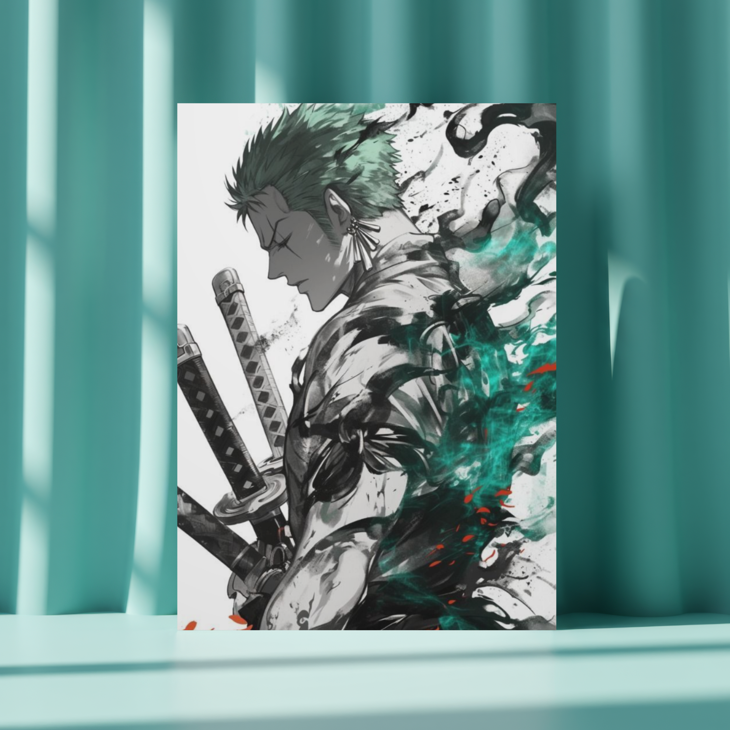 Roronoa Zoro "King of Hell" Green Haki Edition – Premium One Piece Metal Poster