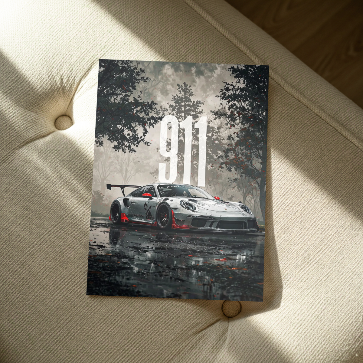 Porsche 911 "Rain & Track" Edition – Premium Automotive Metal Poster