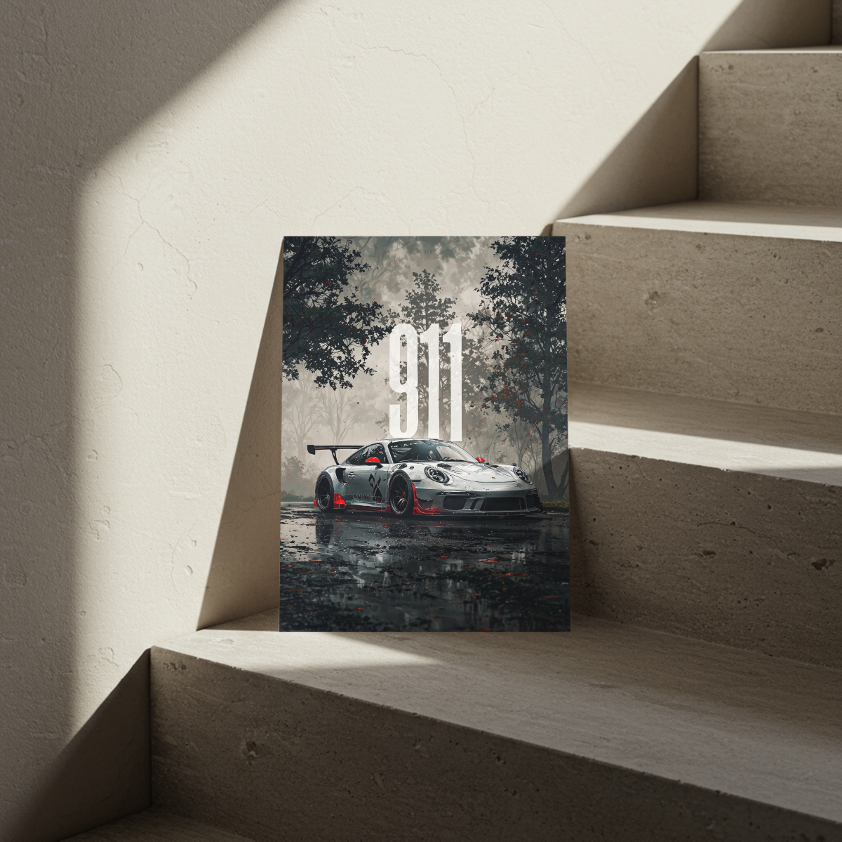 Porsche 911 "Rain & Track" Edition – Premium Automotive Metal Poster