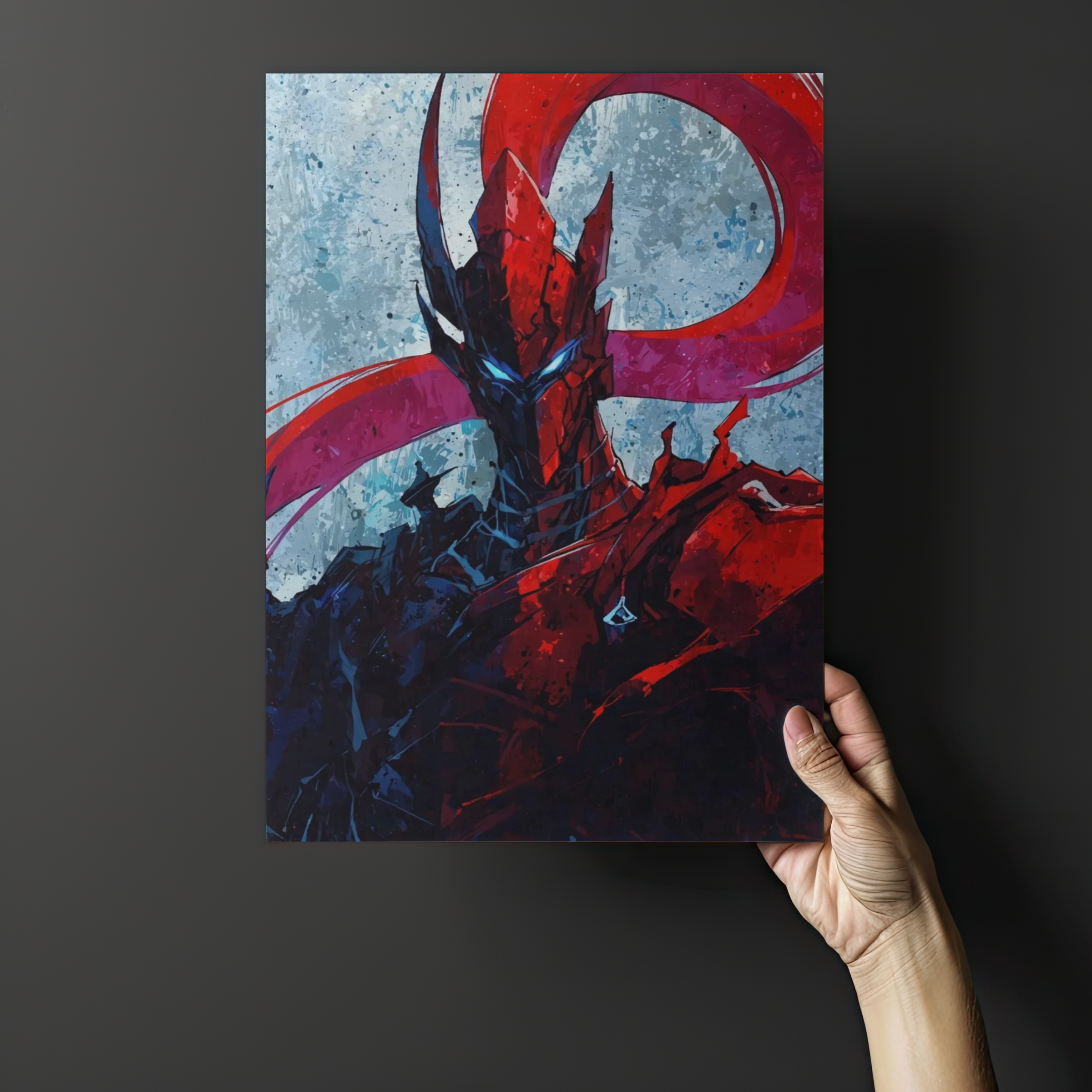 Igris the Red Metal Poster – Solo Leveling Blood-Red Commander Steel Wall Art