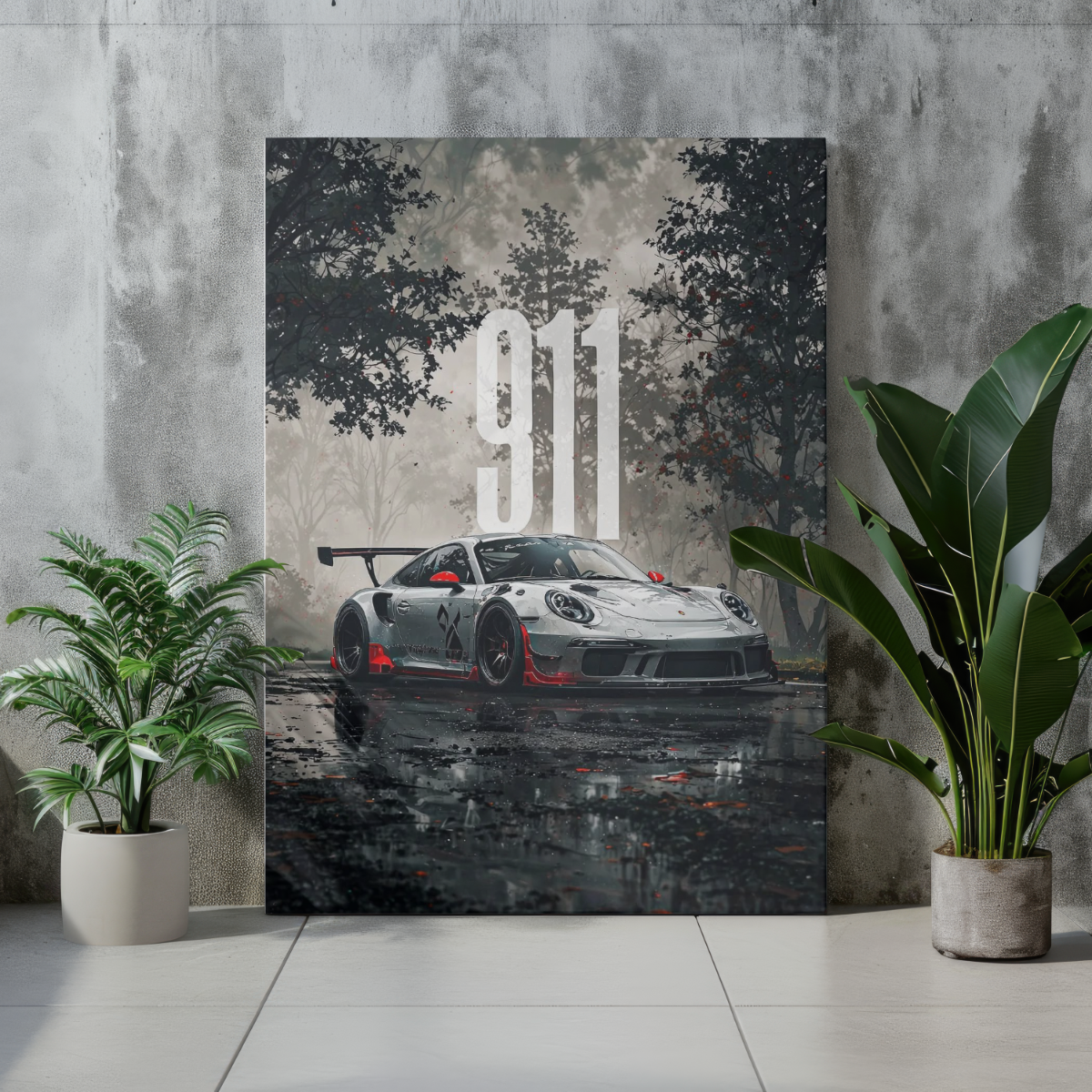 Porsche 911 "Rain & Track" Edition – Premium Automotive Metal Poster