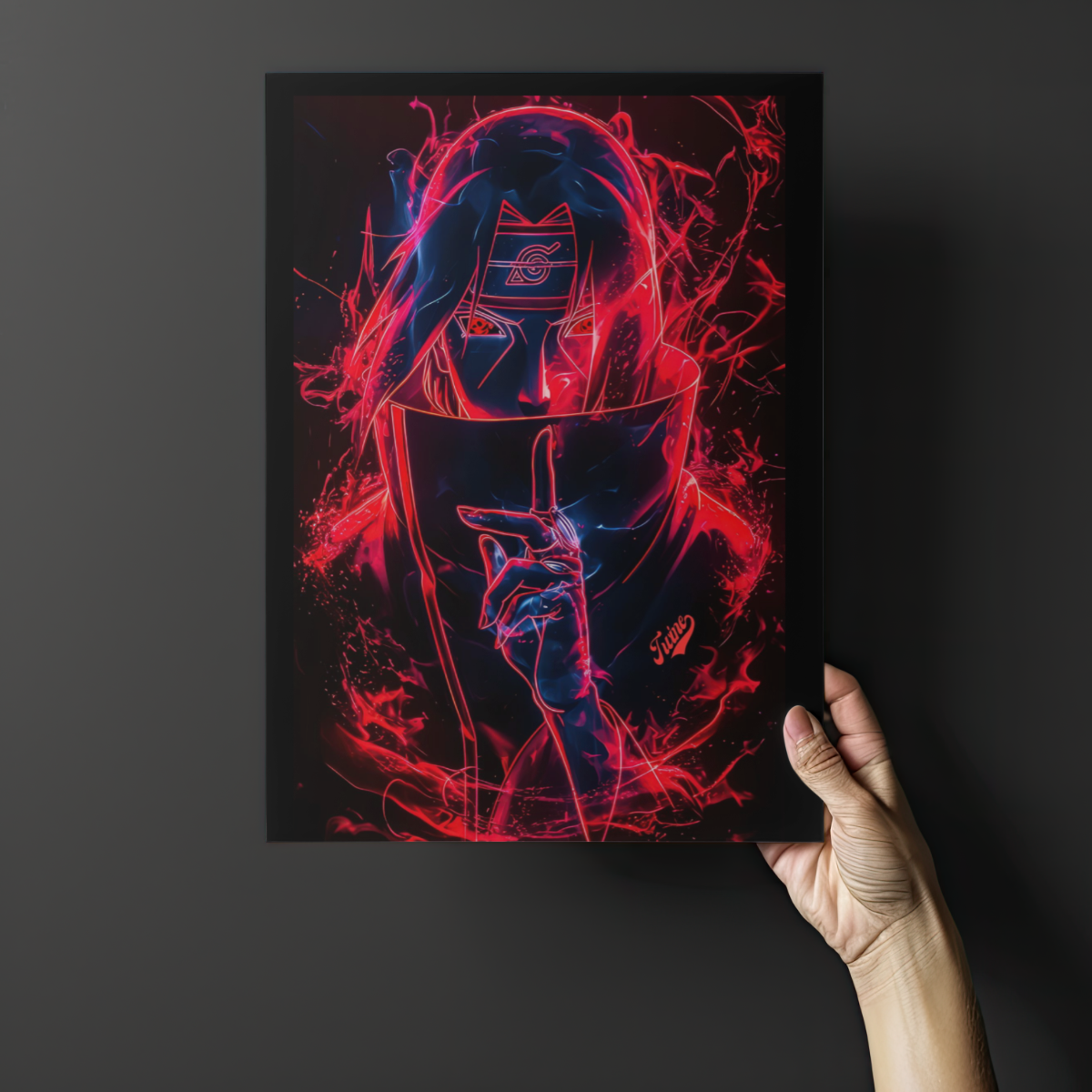 Itachi Uchiha "Neon Genjutsu" Edition – Premium Anime Metal Poster