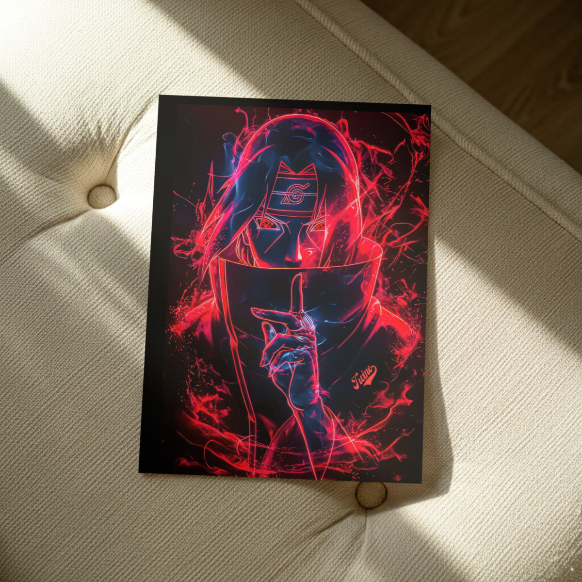 Itachi Uchiha "Neon Genjutsu" Edition – Premium Anime Metal Poster