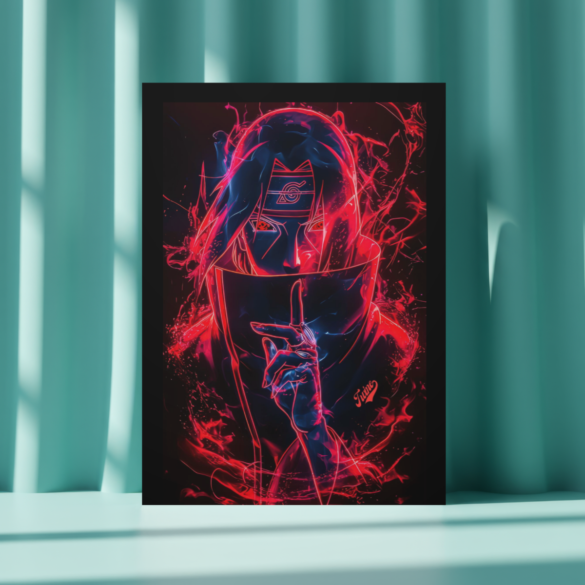 Itachi Uchiha "Neon Genjutsu" Edition – Premium Anime Metal Poster