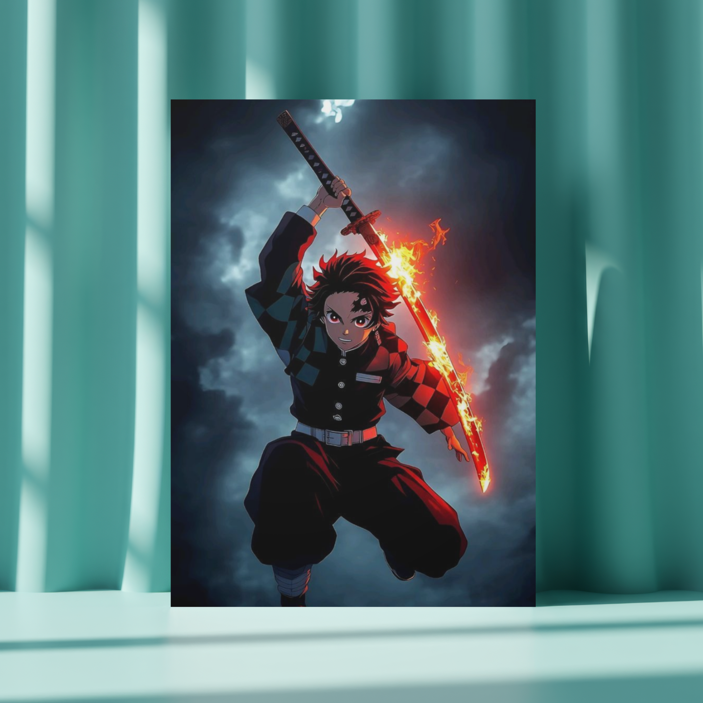 Tanjiro Hinokami Kagura Metal Print – Demon Slayer High-Gloss Steel Poster