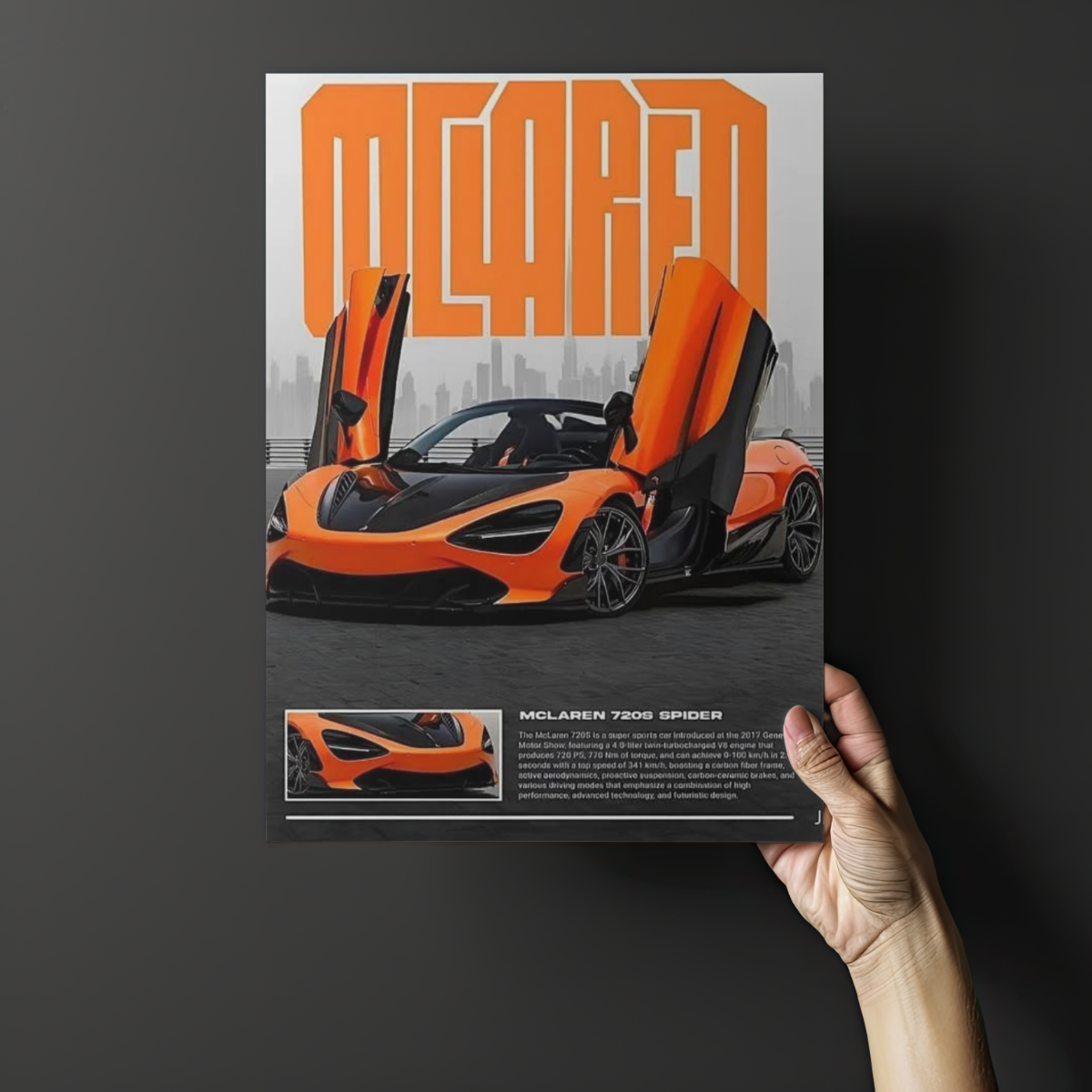 McLaren 720S Spider "Exotic Aero" Spec Sheet – Premium Automotive Metal Poster