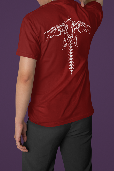 Spinefall Tattoo Art Back Print Tee