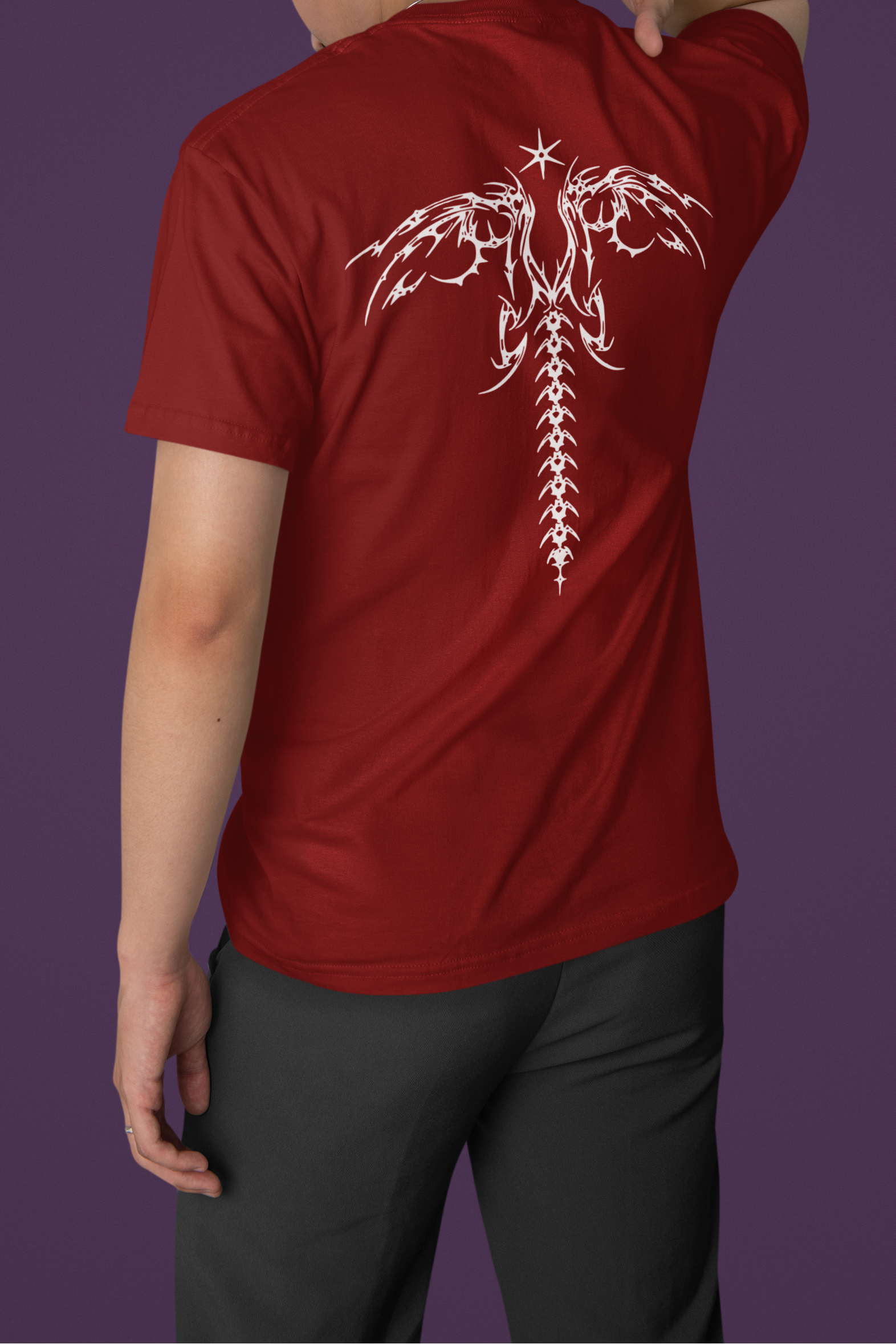 Spinefall Tattoo Art Back Print Tee