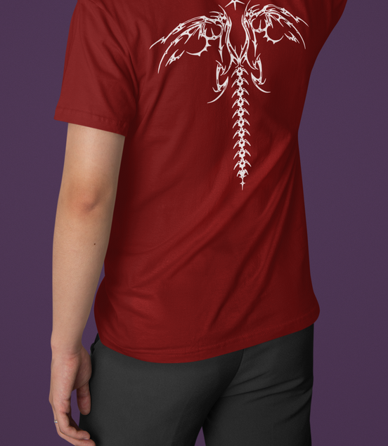 Spinefall Tattoo Art Back Print Tee