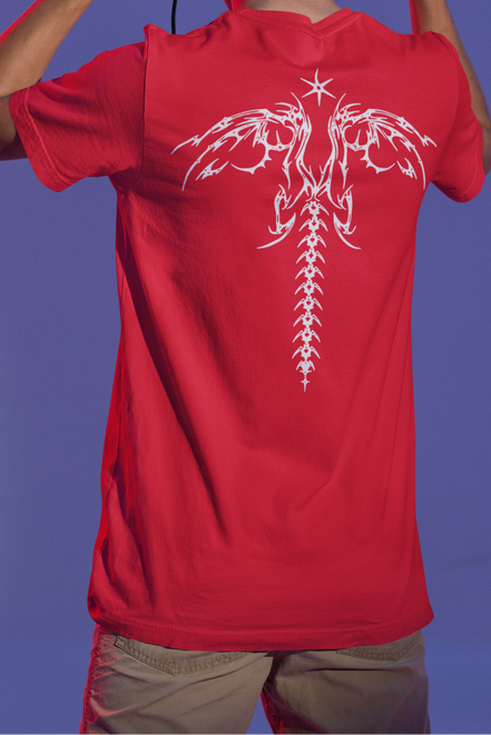 Spinefall Tattoo Art Back Print Tee