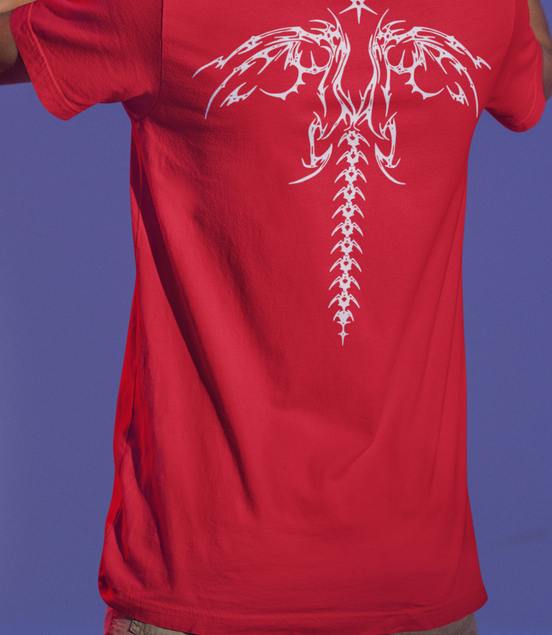 Spinefall Tattoo Art Back Print Tee