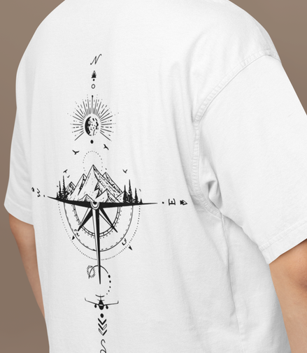 Wanderlust Compass: 240 GSM French Terry Tee