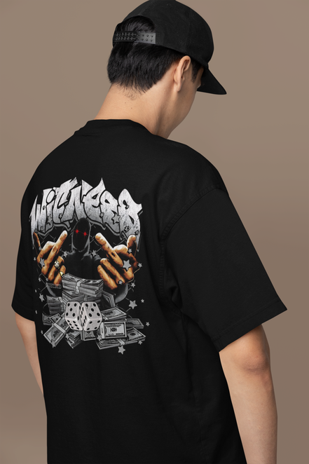 Hustler's Fortune Vintage Black Graphic Oversize French Terry Tee