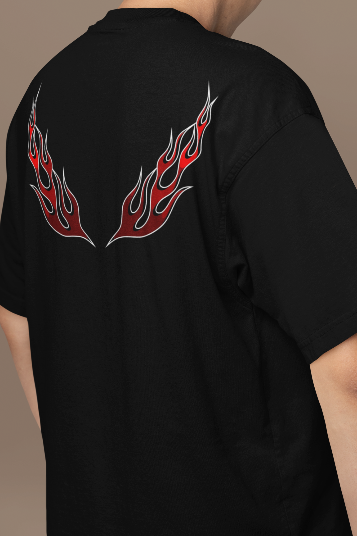 'Tribal Flame' Heavyweight Oversized T-Shirt