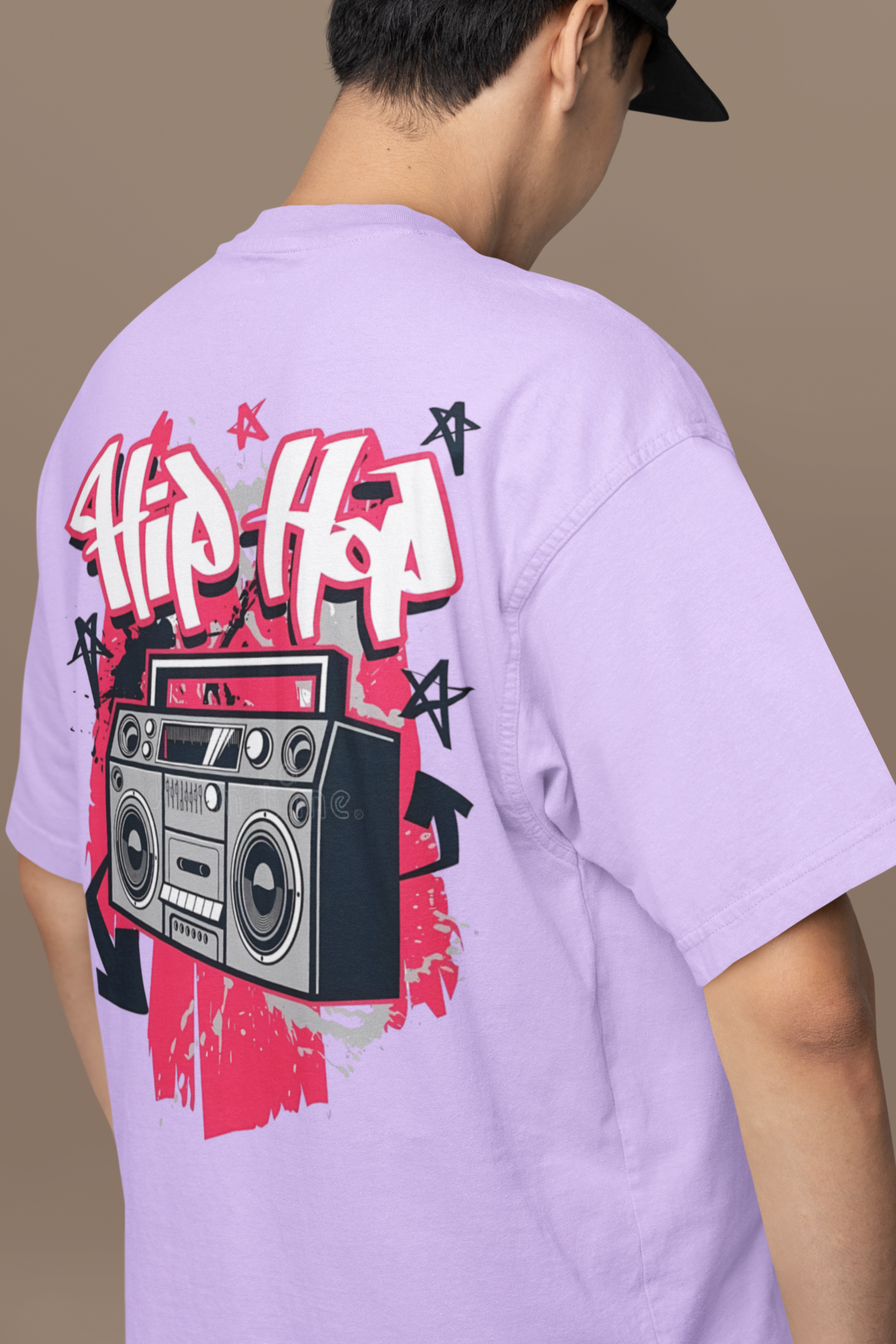 'Hip Hop Boombox' Heavyweight Oversized T-Shirt