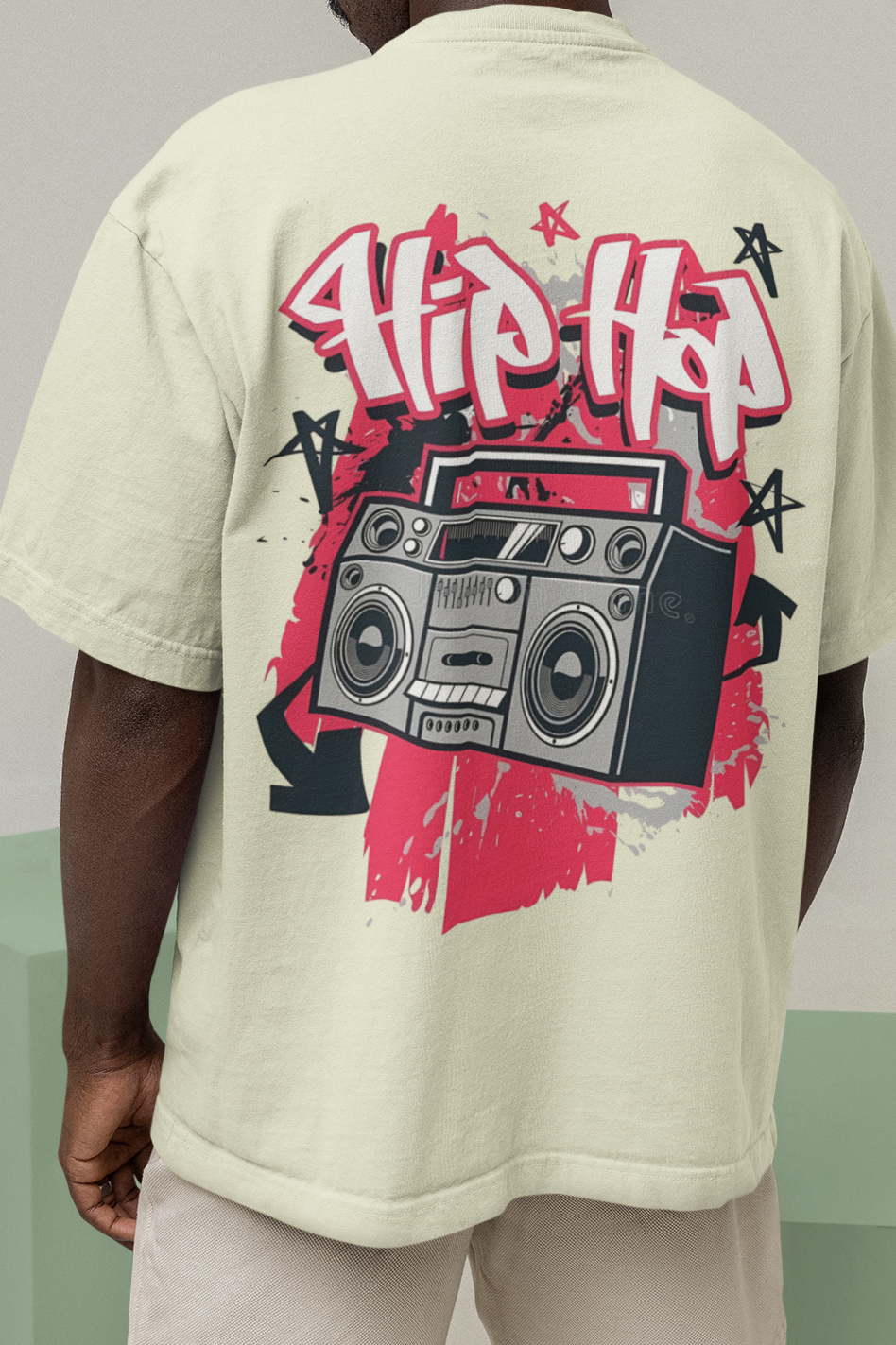 'Hip Hop Boombox' Heavyweight Oversized T-Shirt