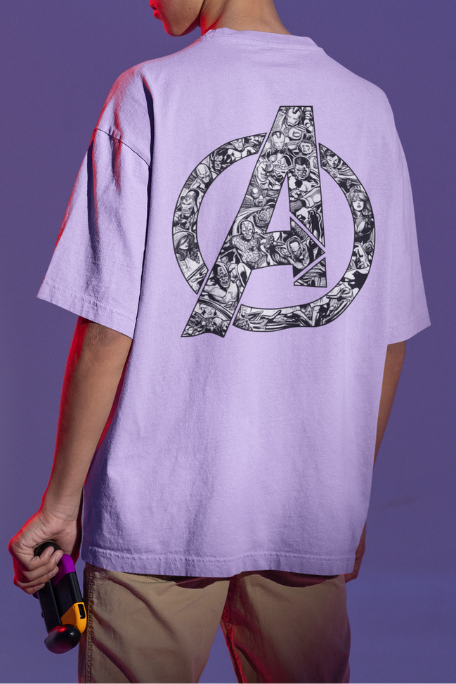 Oversized French Terry T-Shirt| Avengers Assemble Comic