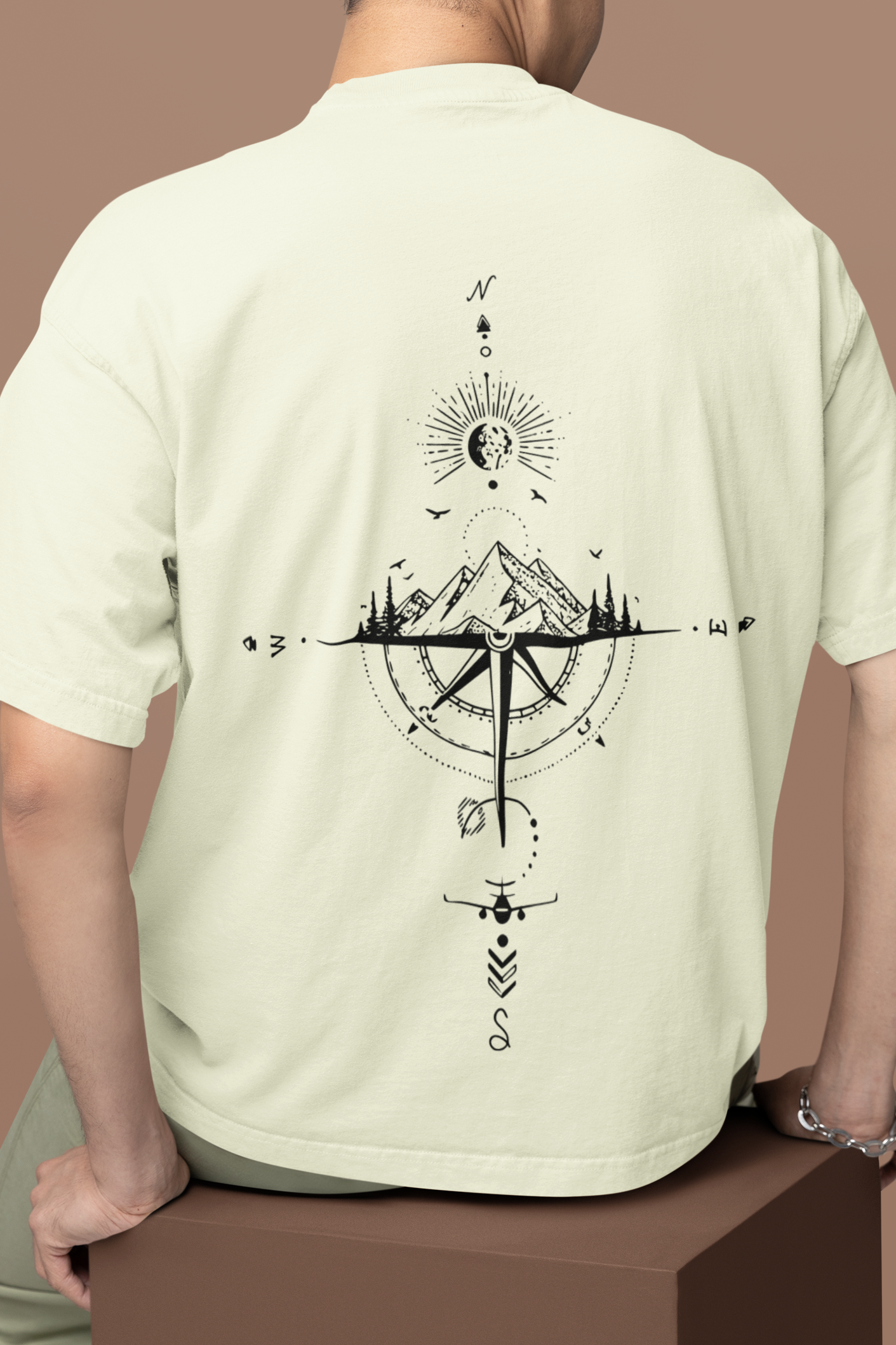 Wanderlust Compass: 240 GSM French Terry Tee