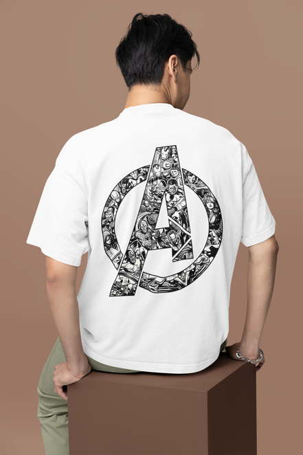 Oversized French Terry T-Shirt| Avengers Assemble Comic