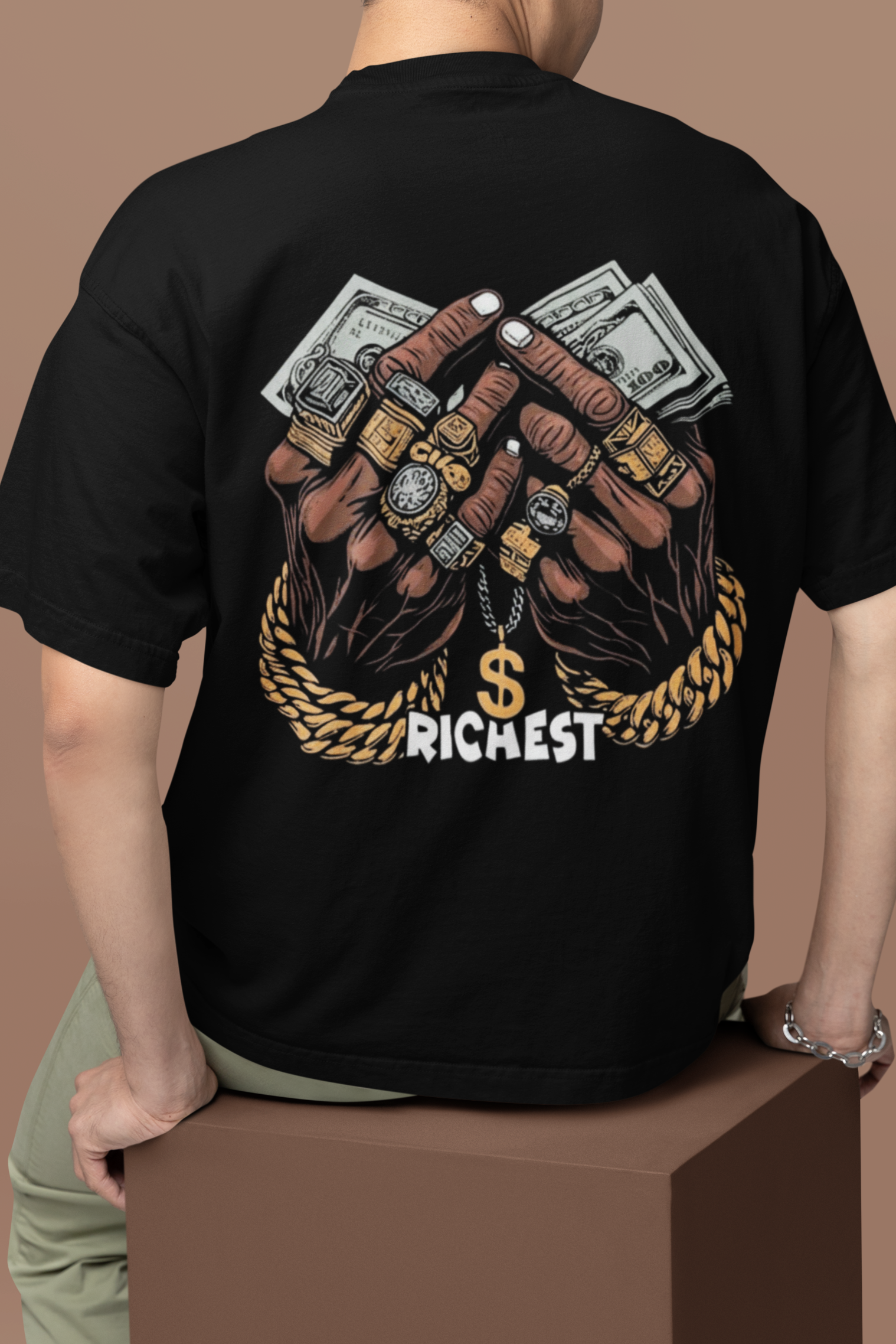 'Richest Hands' Heavyweight Oversized T-Shirt