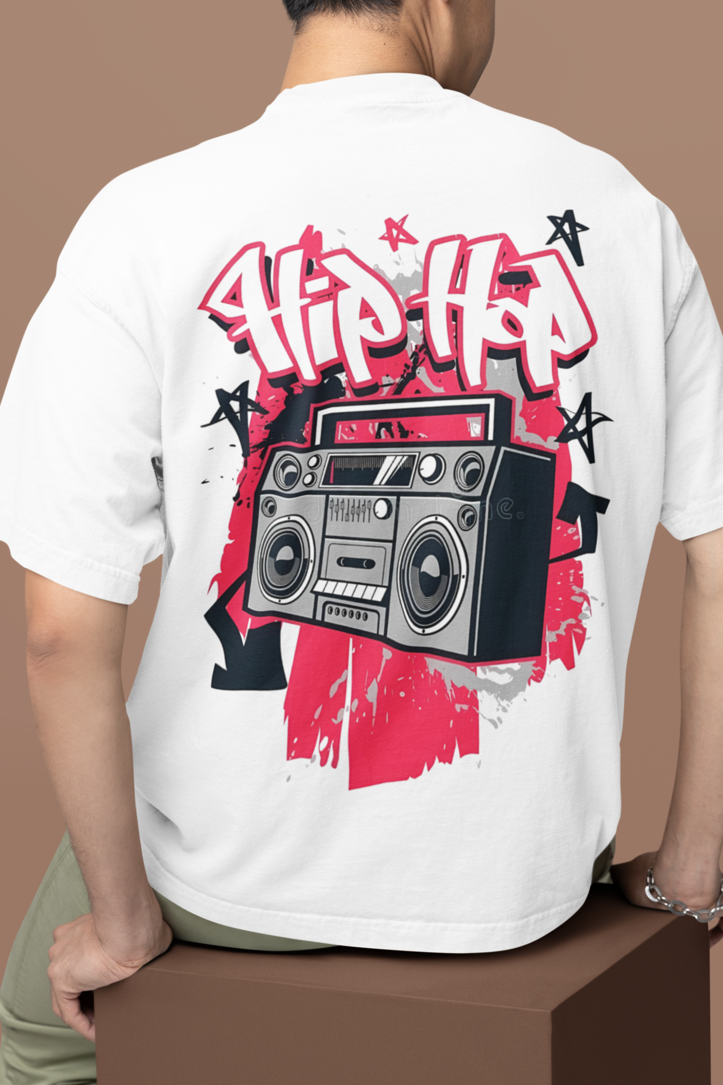 'Hip Hop Boombox' Heavyweight Oversized T-Shirt