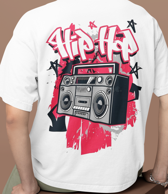 'Hip Hop Boombox' Heavyweight Oversized T-Shirt