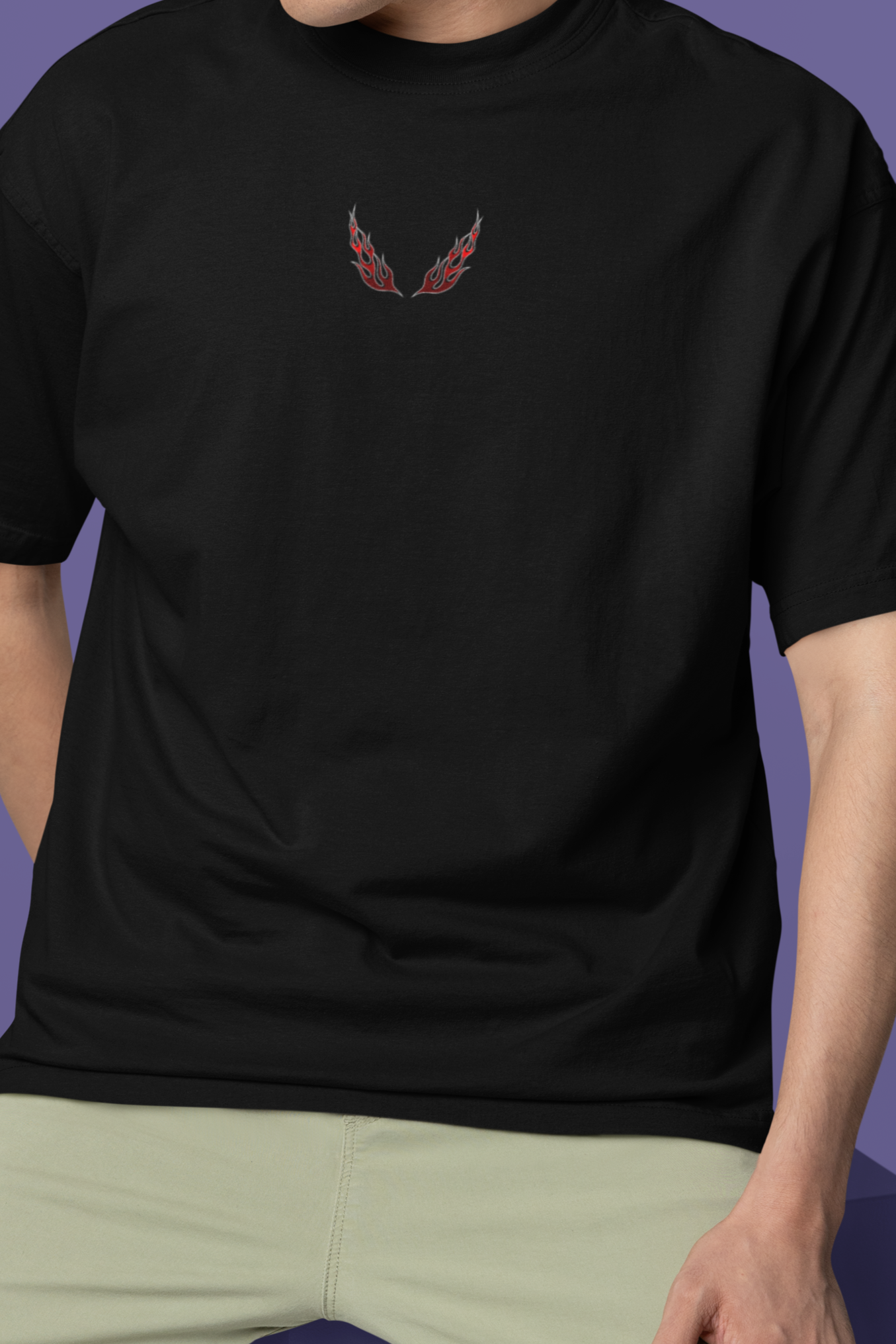 'Tribal Flame' Heavyweight Oversized T-Shirt