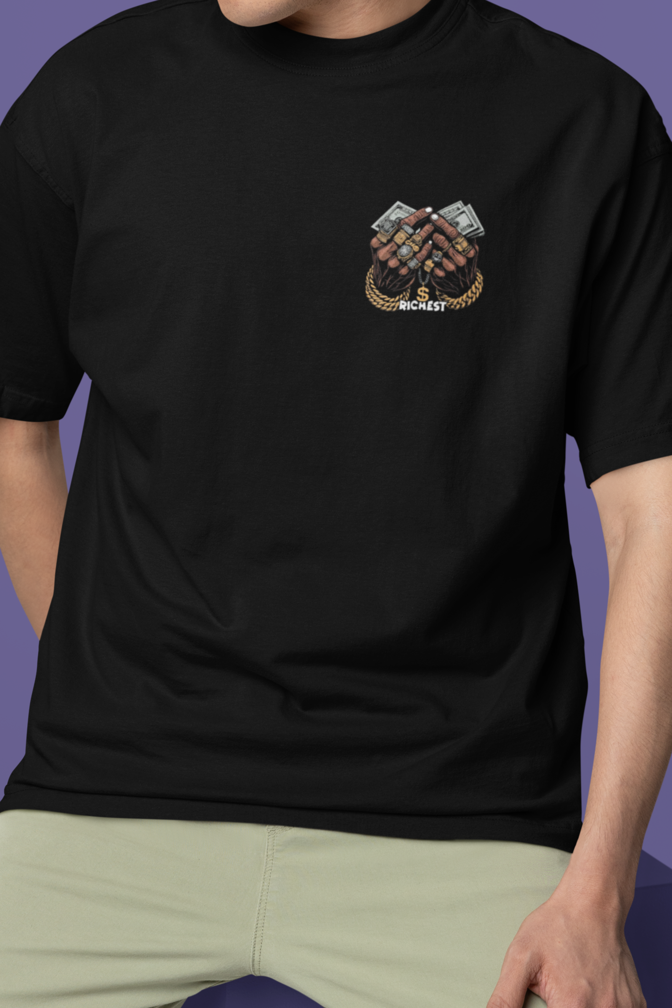 'Richest Hands' Heavyweight Oversized T-Shirt