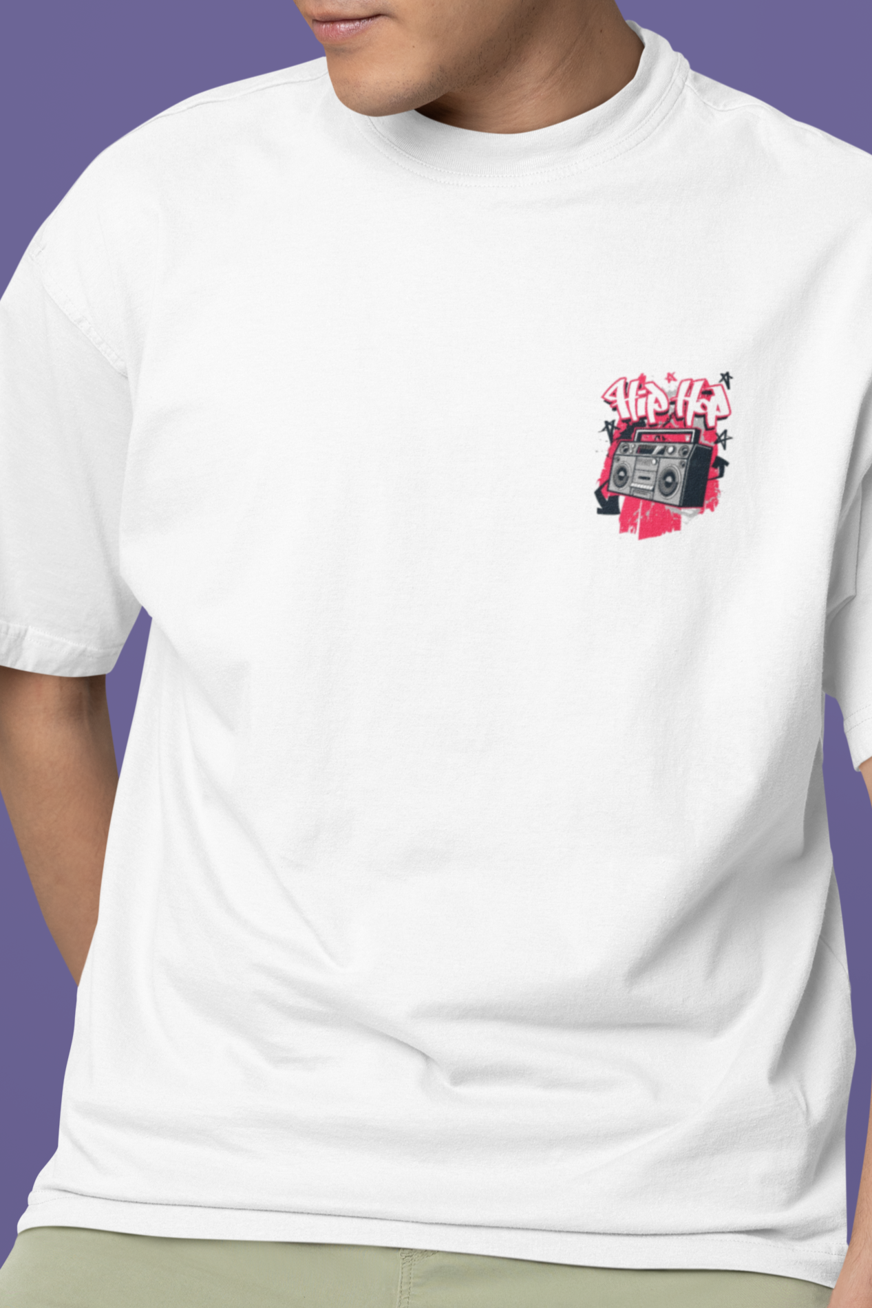 'Hip Hop Boombox' Heavyweight Oversized T-Shirt