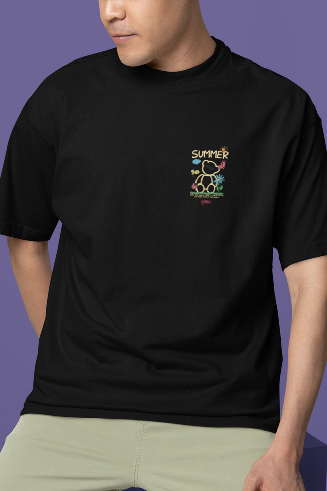 'Doodle Bear' Oversized Tee (Lycra Blend)