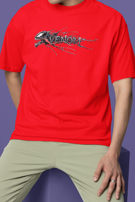 Unisex Oversized French Terry T-shirt| Venom Symbiote Graphic Tee
