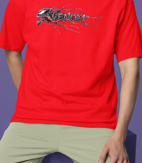 Unisex Oversized French Terry T-shirt| Venom Symbiote Graphic Tee