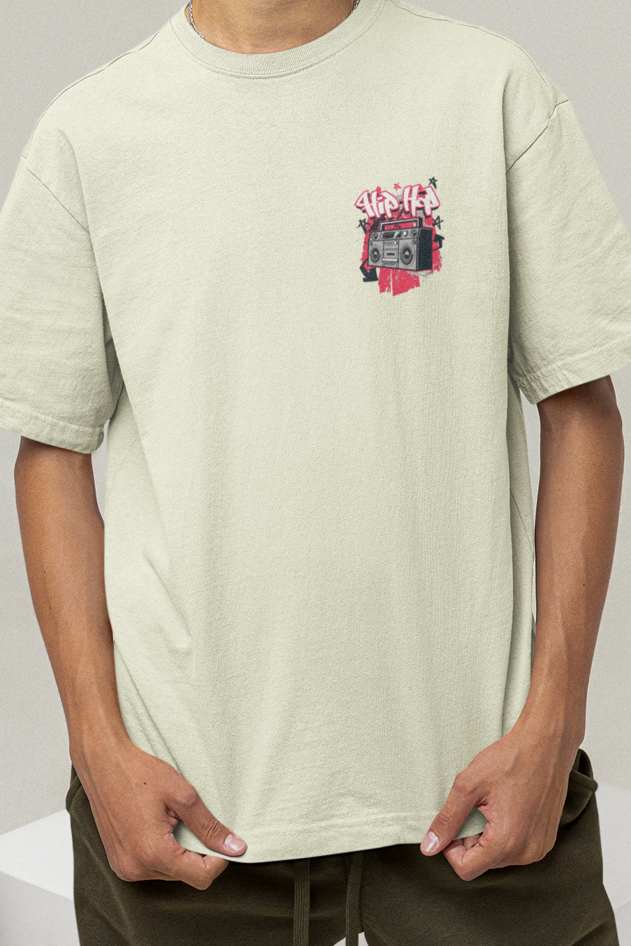 'Hip Hop Boombox' Heavyweight Oversized T-Shirt