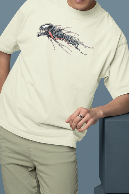 Unisex Oversized French Terry T-shirt| Venom Symbiote Graphic Tee