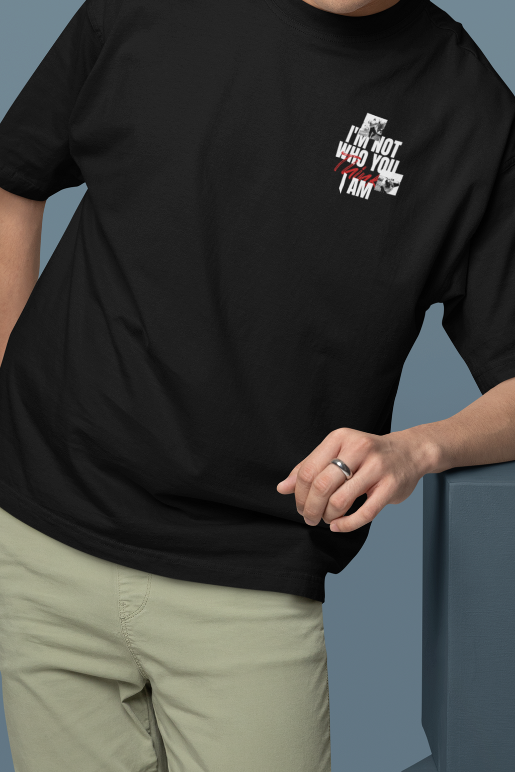 "I'm Not Who You Think I Am" Oversized Graphic Tee