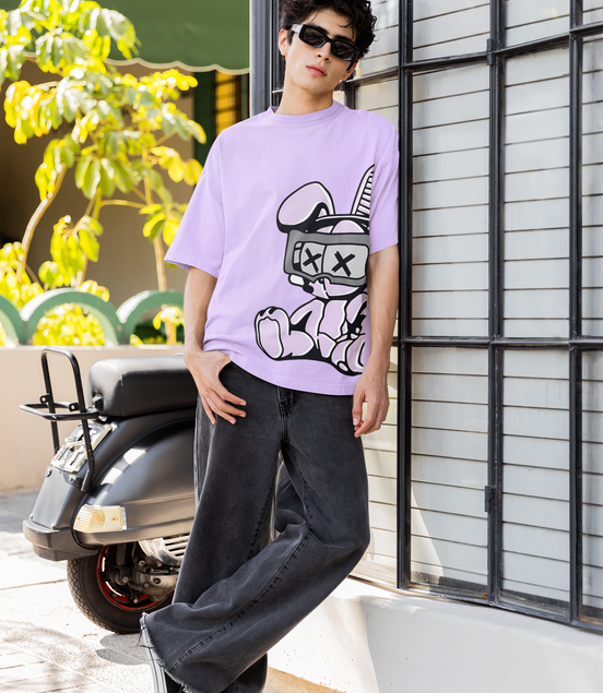 Unisex Oversized French Terry T-shirt| Cyber Bunny