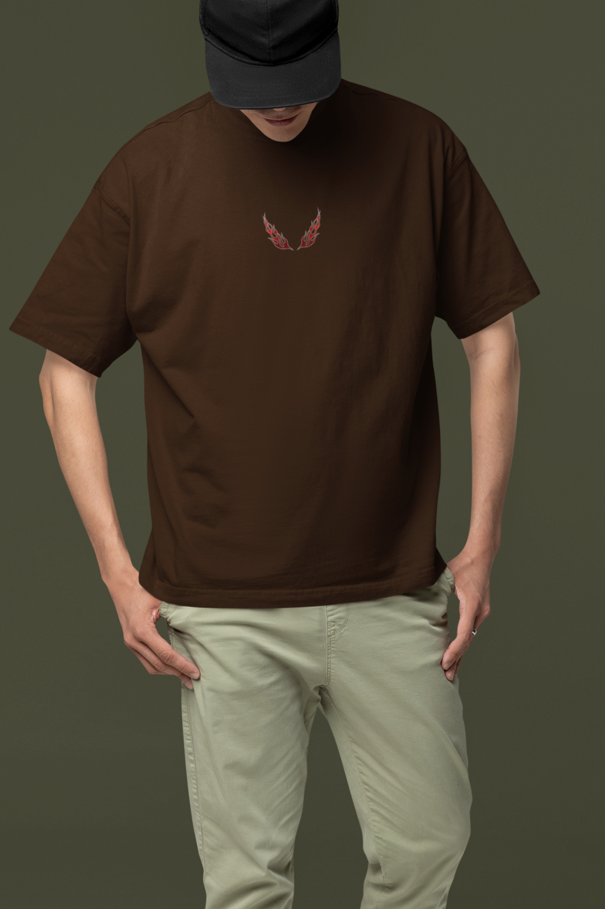 'Tribal Flame' Heavyweight Oversized T-Shirt