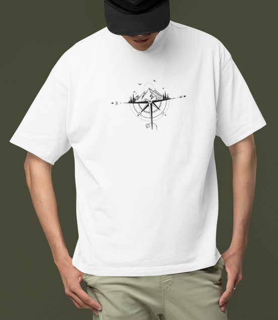 Wanderlust Compass: 240 GSM French Terry Tee